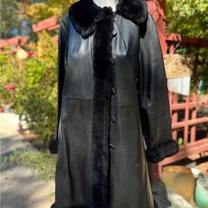 Vintage Black Leather Pennylane Coat